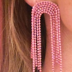 Pink Gem Dangle Earrings